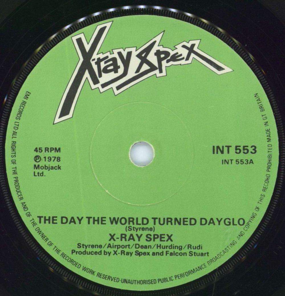 X-Ray Spex The Day The World Turned Dayglo - P/S + solid UK 7" vinyl single (7 inch record / 45) X-R07TH808840