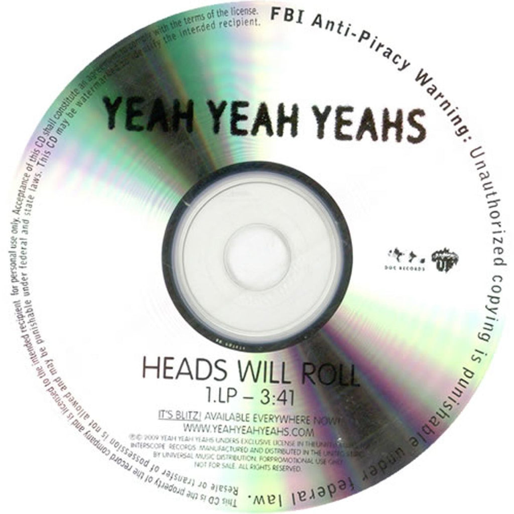 Yeah Yeah Yeahs Heads Will Roll US Promo CD-R acetate — RareVinyl.com