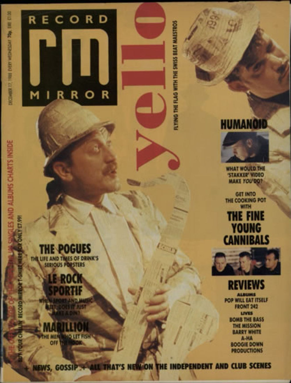 Yello Record Mirror UK magazine 17 DECEMBER 1988