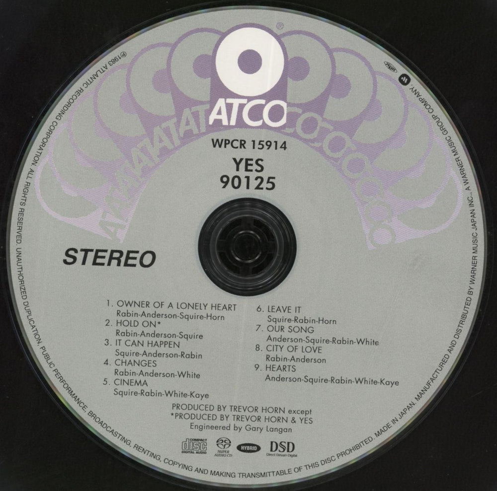 Yes 90125 - Nine Zero One Two Five Japanese super audio CD SACD YESSANI818957